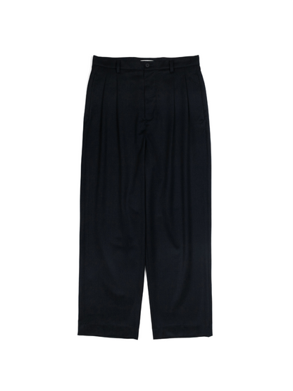 Super130's WORSTED WOOL GABARDINE 2-TUCK PANTS｜TOP D.NAVY