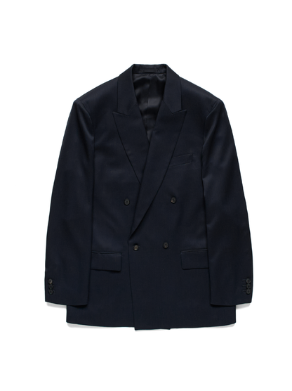 Super130's WORSTED WOOL GABARDINE DOUBLE BREASTED JACKET｜TOP D.NAVY