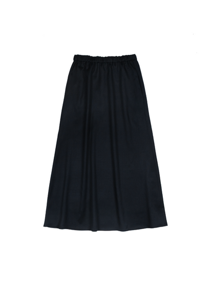 Super130's WORSTED WOOL GABARDINE SKIRT｜TOP D.NAVY