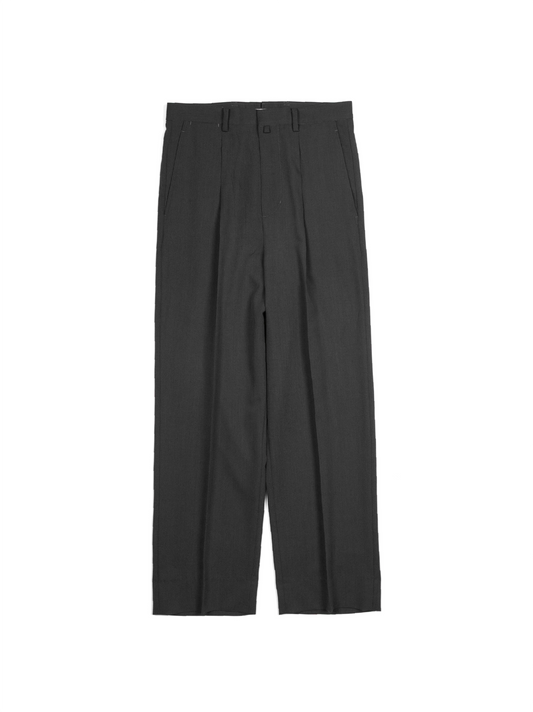 Super130's WORSTED WOOL GABARDINE SLACKS｜AGED GRAY