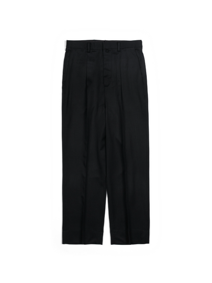 Super130's WORSTED WOOL GABARDINE SLACKS｜TOP BLACK