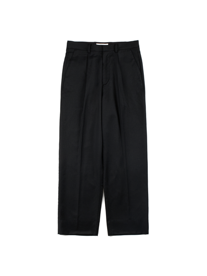 Super130's WORSTED WOOL LIGHT MILLED SLACKS｜TOP BLACK
