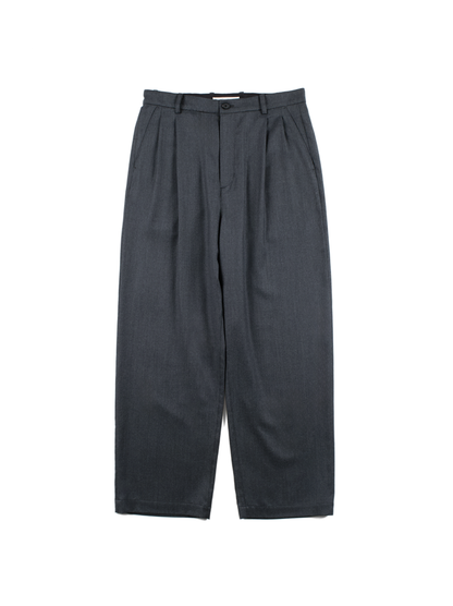 Super130's WORSTED WOOL LIGHT MILLED WIDE PANTS｜TOP GRAY