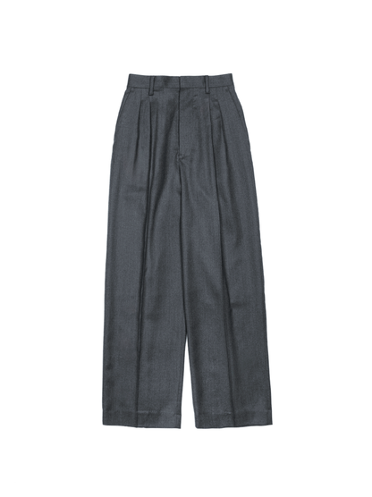Super130's WORSTED WOOL LIGHT MILLED SLACKS for WOMEN｜TOP GRAY