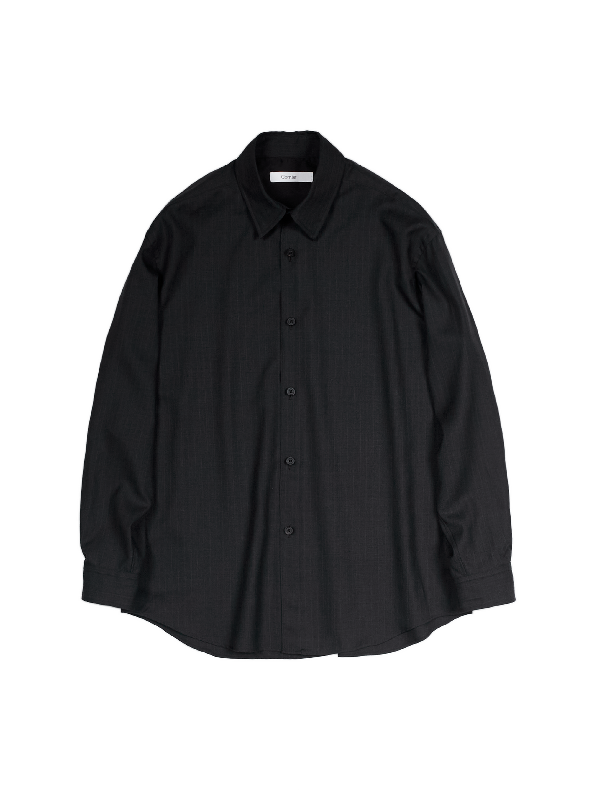 トップス Cornier Super140's WORSTED WOOLT-SHIRTS Super130's WORSTED WOOL STRIPE SHIRTS｜CHARCOAL STRIPE – Cornier