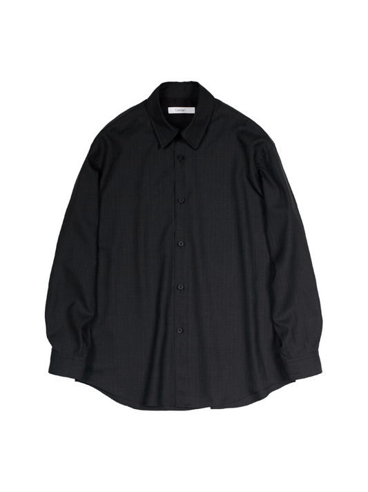 Super130's WORSTED WOOL STRIPE SHIRTS｜CHARCOAL STRIPE