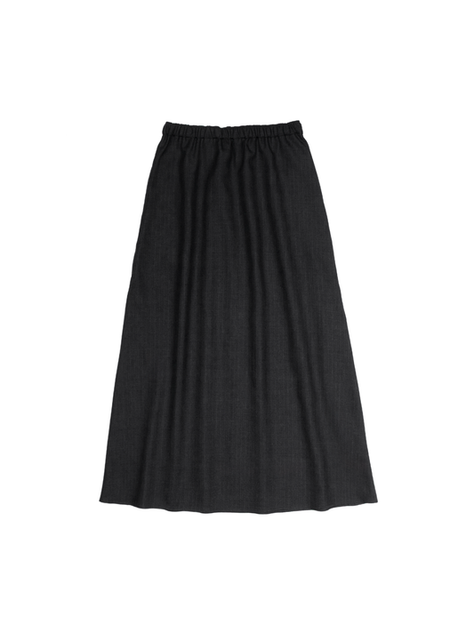 Super130's WORSTED WOOL STRIPE SKIRT｜CHARCOAL STRIPE