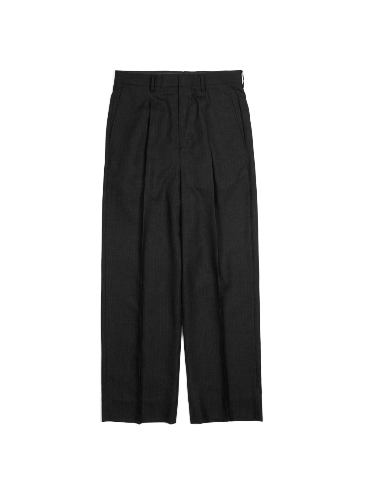 Super130's WORSTED WOOL STRIPE SLACKS｜CHARCOAL STRIPE