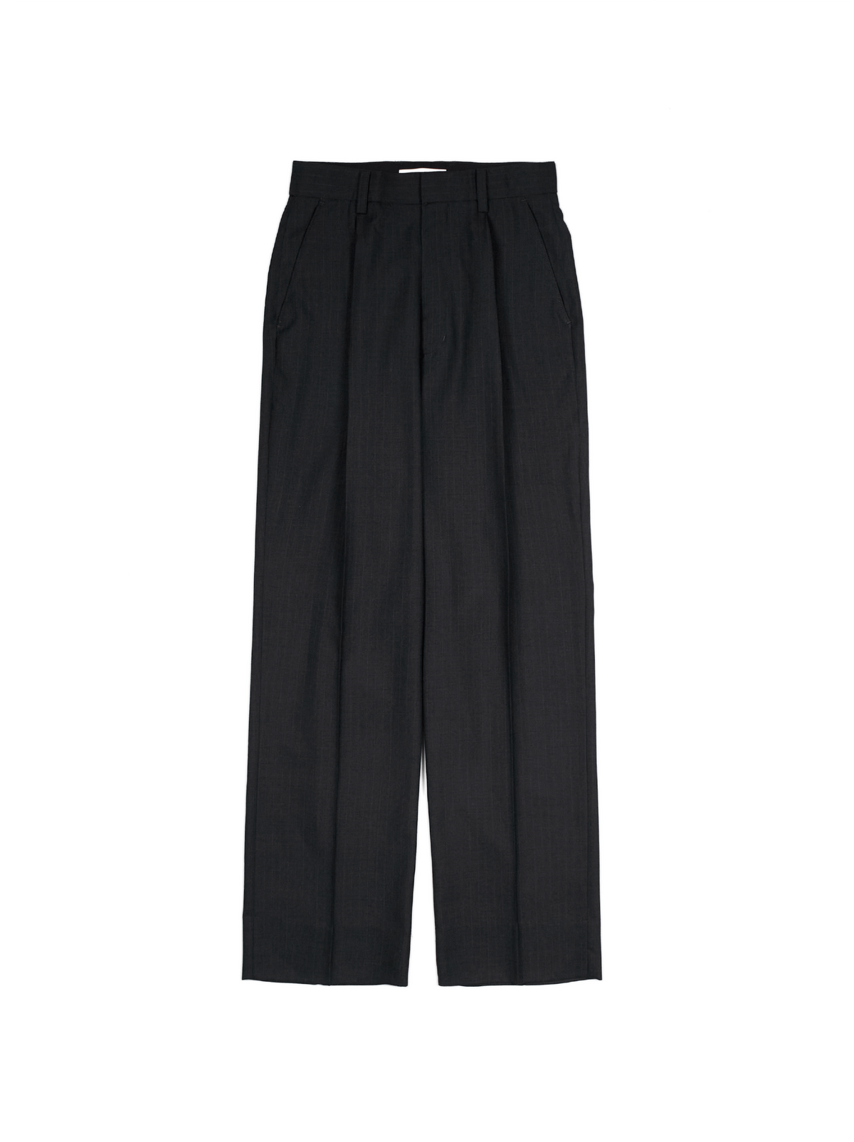 Super130's WORSTED WOOL STRIPE SLACKS for WOMEN｜CHARCOAL STRIPE