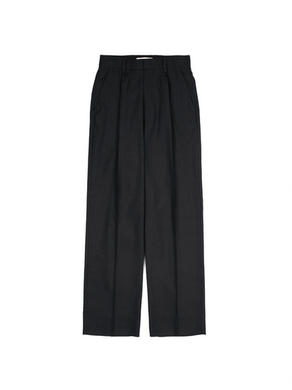 Super130's WORSTED WOOL STRIPE SLACKS for WOMEN｜CHARCOAL STRIPE