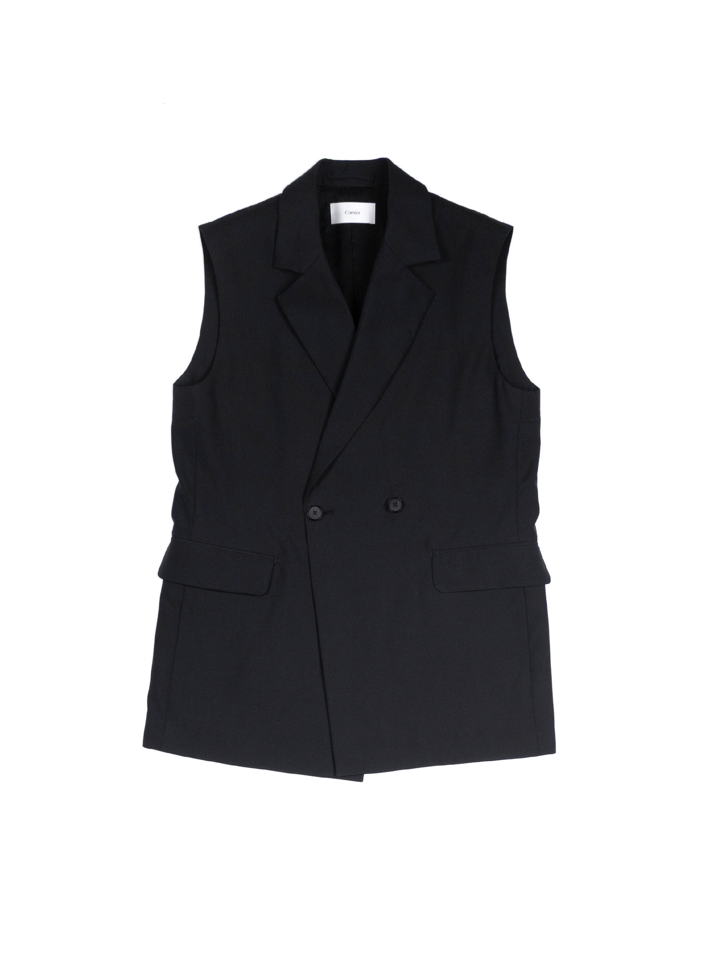 Super130's WORSTED WOOL TROPICAL GILET for WOMEN｜DARK NAVY