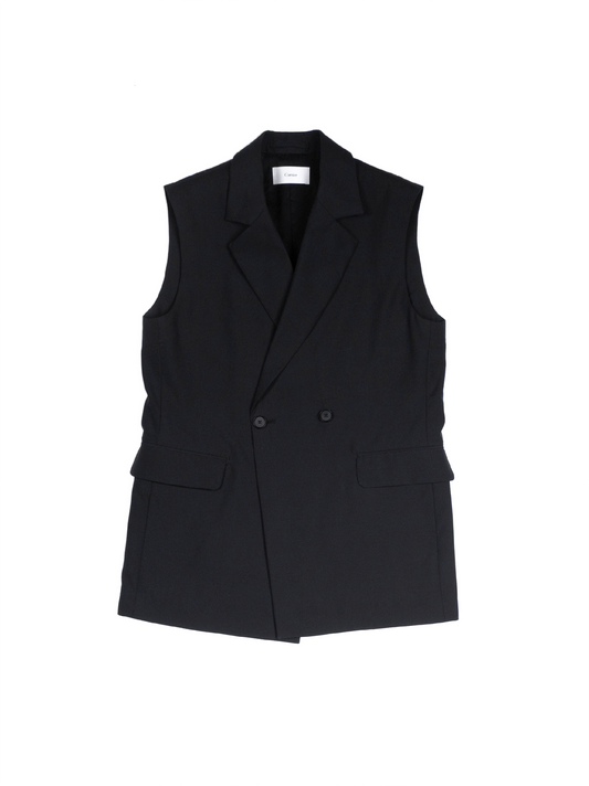 Super130's WORSTED WOOL TROPICAL GILET for WOMEN｜DARK NAVY