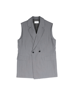 Super130's WORSTED WOOL TROPICAL GILET for WOMEN｜LIGHT GRAY