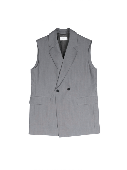 Super130's WORSTED WOOL TROPICAL GILET for WOMEN｜LIGHT GRAY