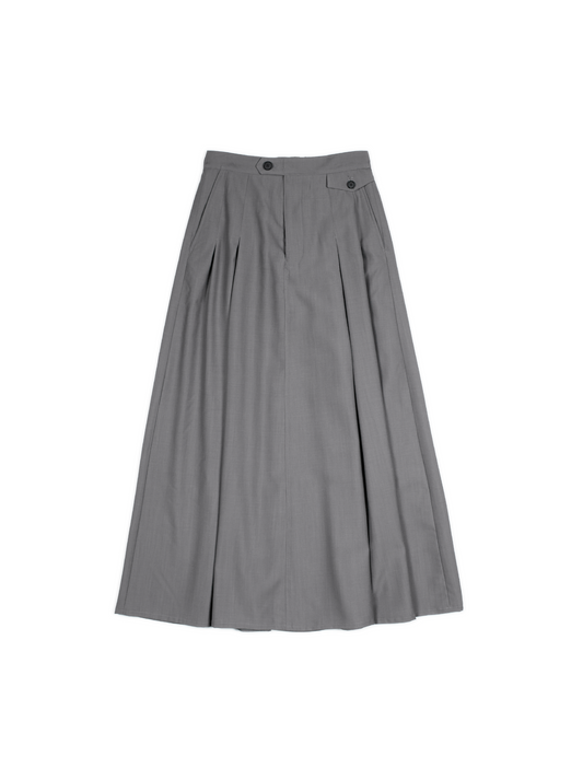 Super130's WORSTED WOOL TROPICAL SKIRT｜LIGHT GRAY