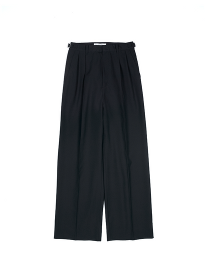Super130's WORSTED WOOL TROPICAL SLACKS for WOMEN｜DARK NAVY