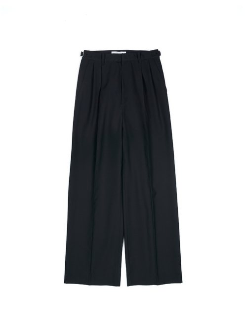 Super130's WORSTED WOOL TROPICAL SLACKS for WOMEN｜DARK NAVY