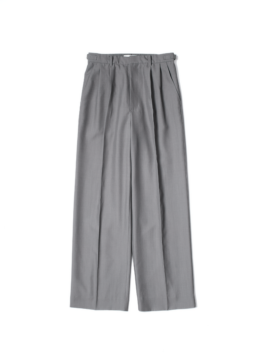 Super130's WORSTED WOOL TROPICAL SLACKS for WOMEN｜LIGHT GRAY