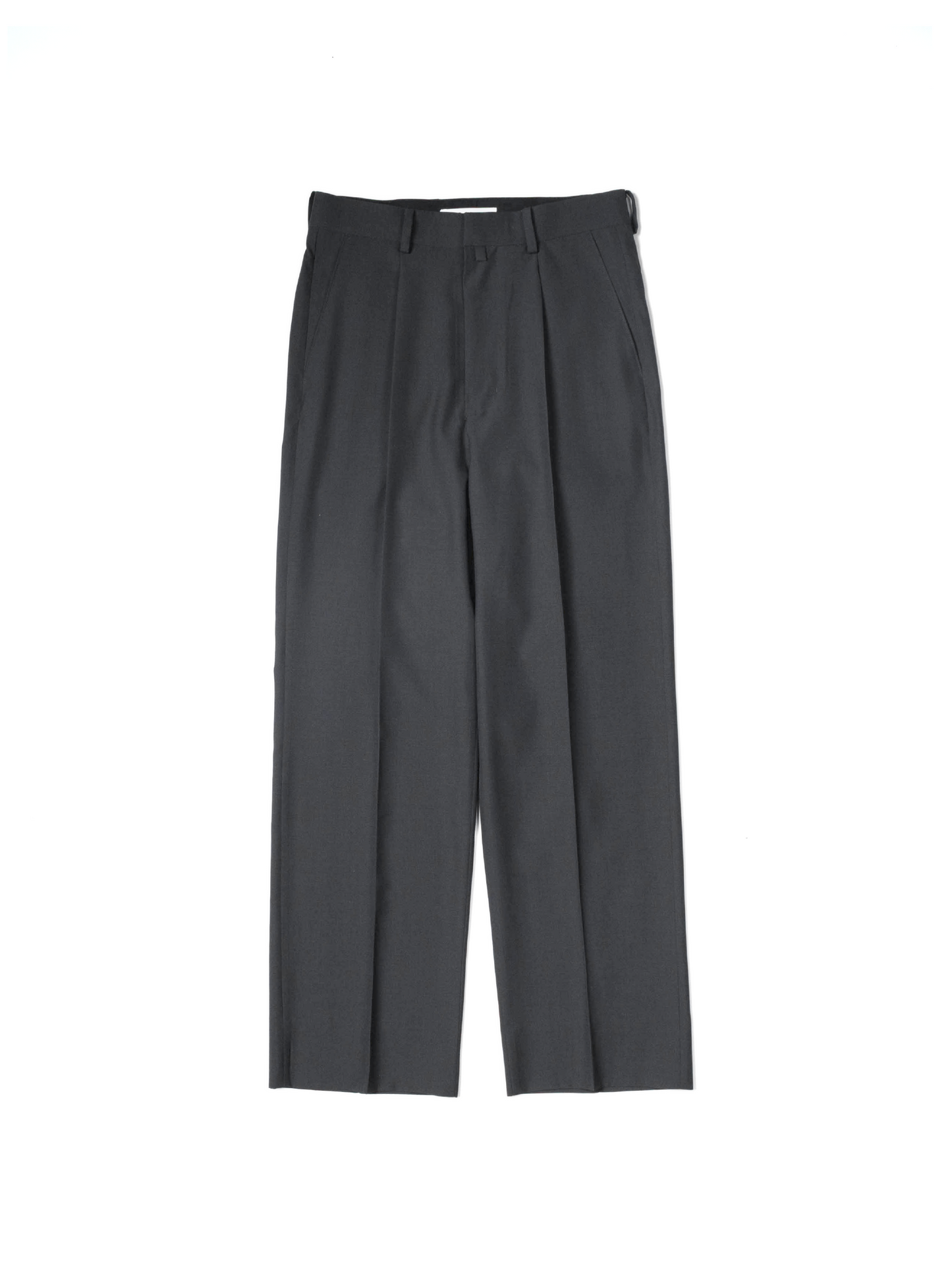 Super130's WORSTED WOOL TROPICAL STRAIGHT SLACKS｜CHARCOAL