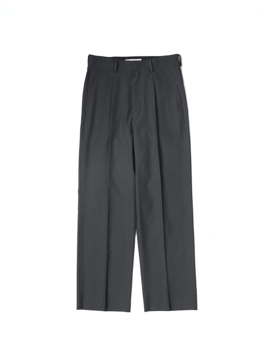 Super130's WORSTED WOOL TROPICAL STRAIGHT SLACKS｜CHARCOAL