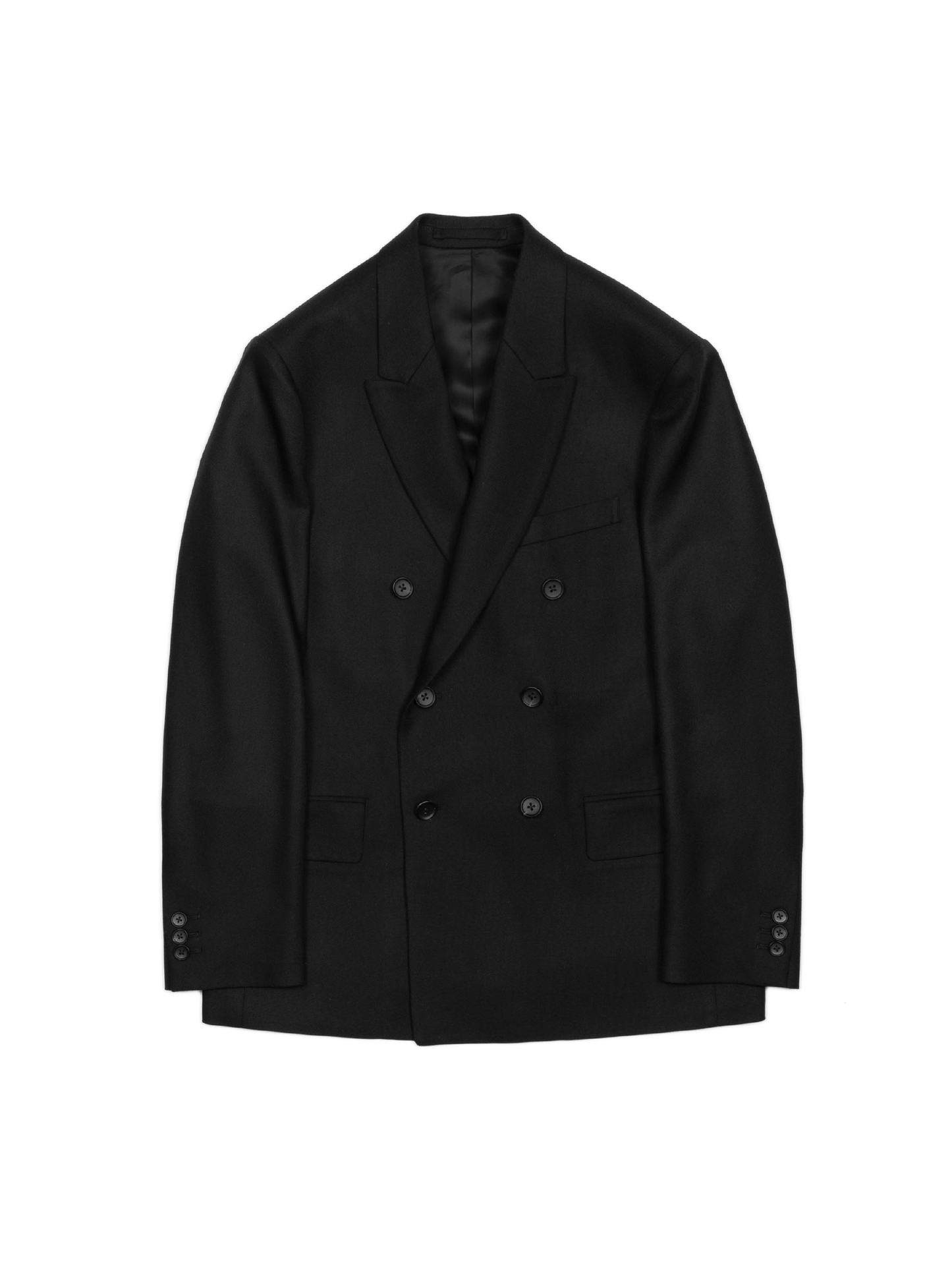Super140's WOOL MAT DOUBLE BREASTED JACKET｜BLACK