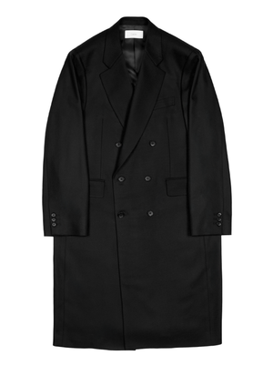 Super140's WOOL MAT DOUBLE BREASTED CHESTER COAT｜BLACK