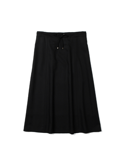 Super140's WOOL MAT SKIRT｜BLACK