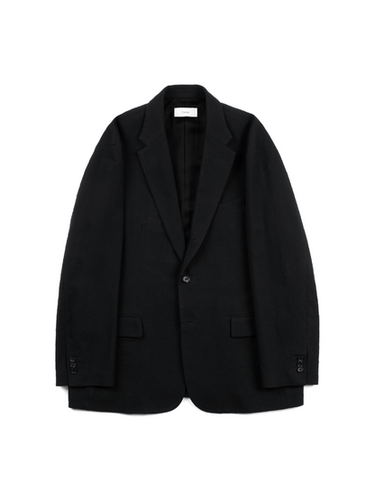 Super140's WOOL SILK NEP OVERSIZED JACKET｜BLACK