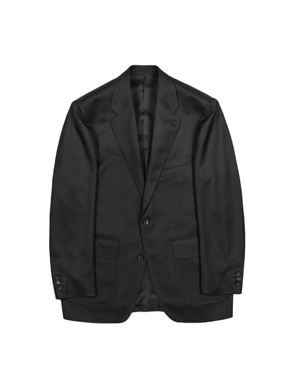 Super140's WOOL/KID MOHAIR HERRINGBONE JACKET｜BLACK BROWN