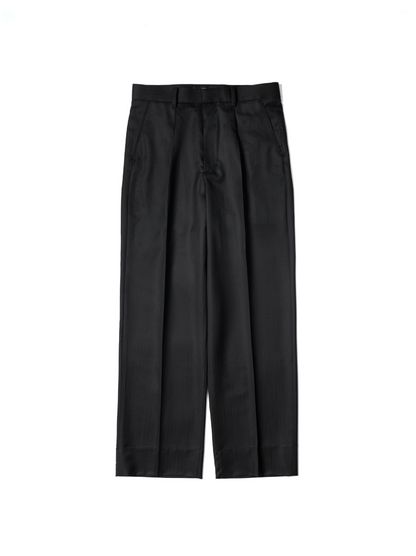 Super140's WOOL/KID MOHAIR HERRINGBONE SLACKS｜BLACK BROWN