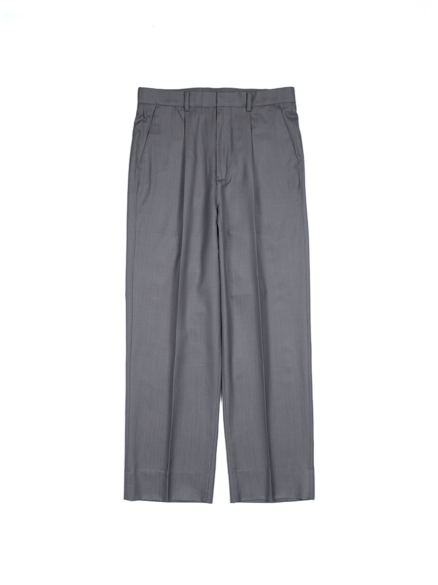 Super140's WOOL/KID MOHAIR HERRINGBONE SLACKS｜GRAY