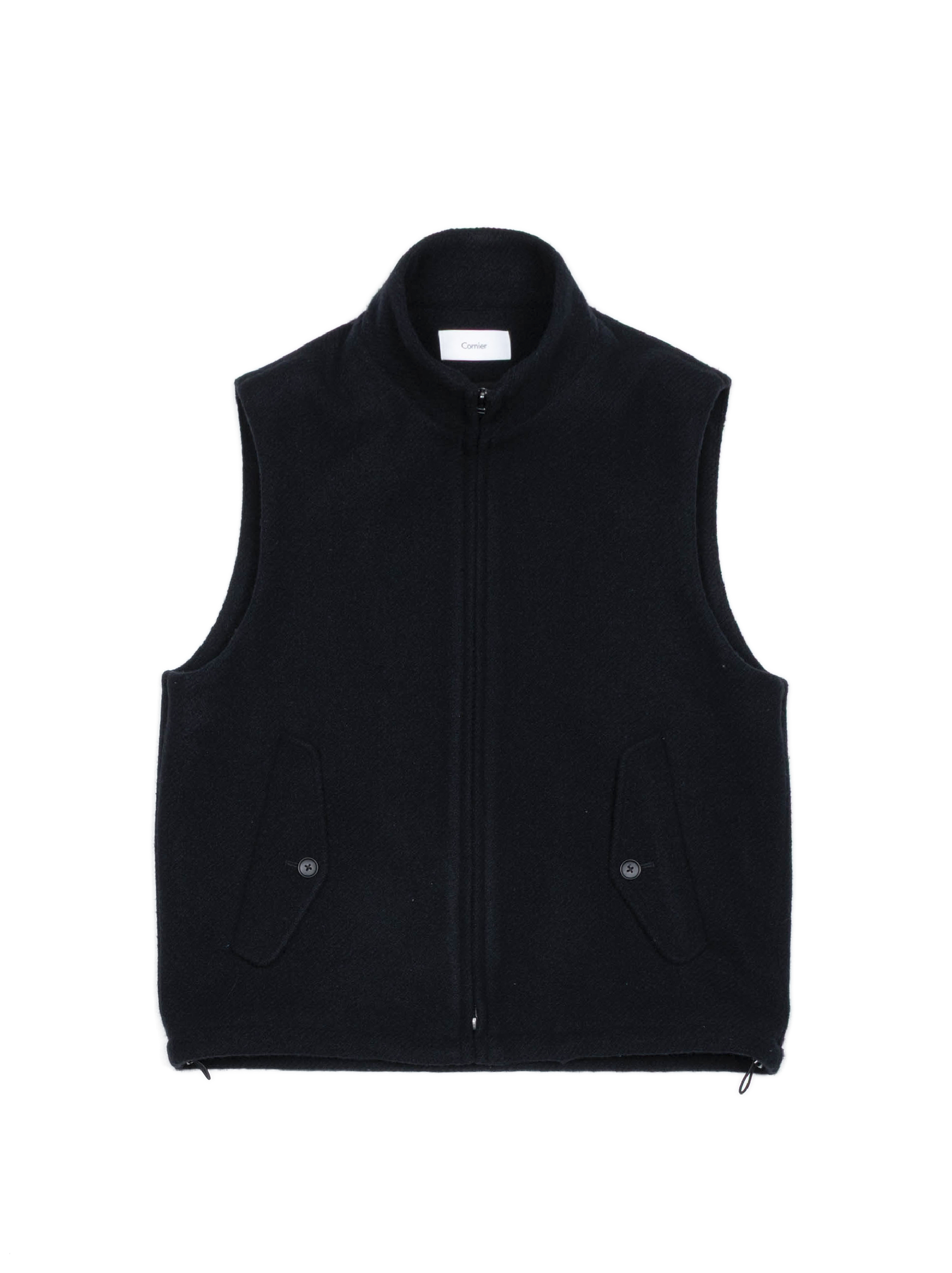 Super140's WOOL /LINEN TWISTED TWEED VEST｜BLACK – Cornier