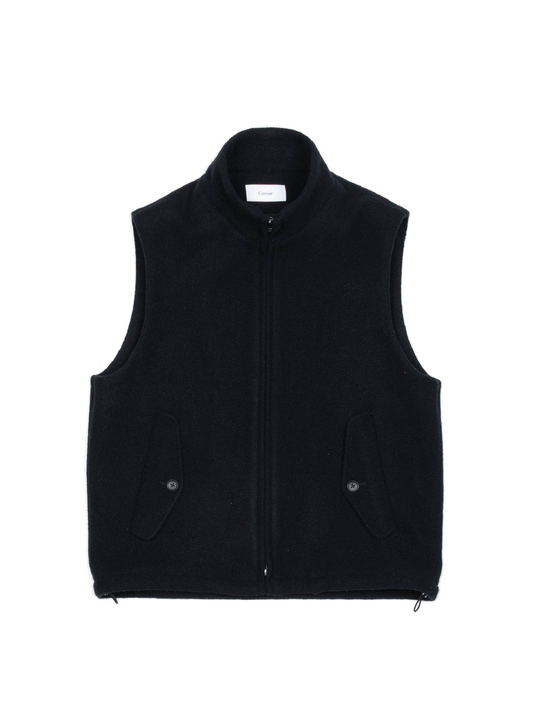 Super140's WOOL /LINEN TWISTED TWEED VEST｜BLACK