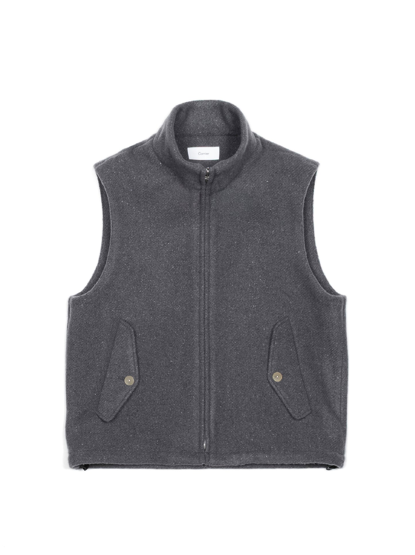 Super140's WOOL /LINEN TWISTED TWEED VEST｜GRAY