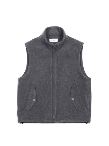 Super140's WOOL /LINEN TWISTED TWEED VEST｜GRAY