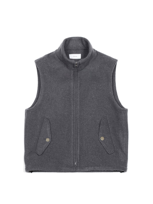 Super140's WOOL /LINEN TWISTED TWEED VEST｜GRAY