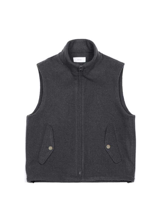 Super140's WOOL /LINEN TWISTED TWEED VEST｜GRAY