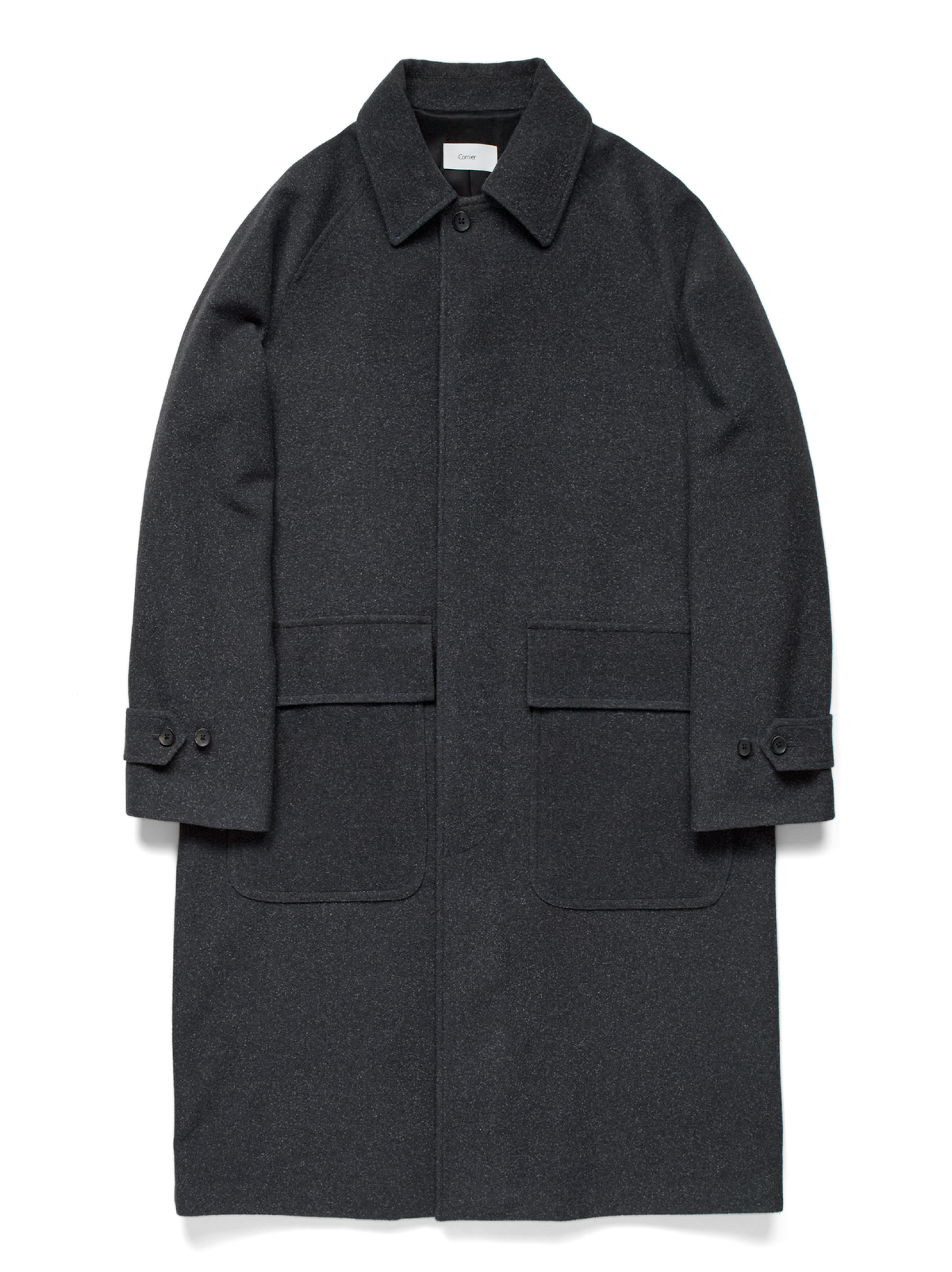 Super140's WOOL/SILK PILE MOSSER BALMACAAN COAT｜CHARCOAL