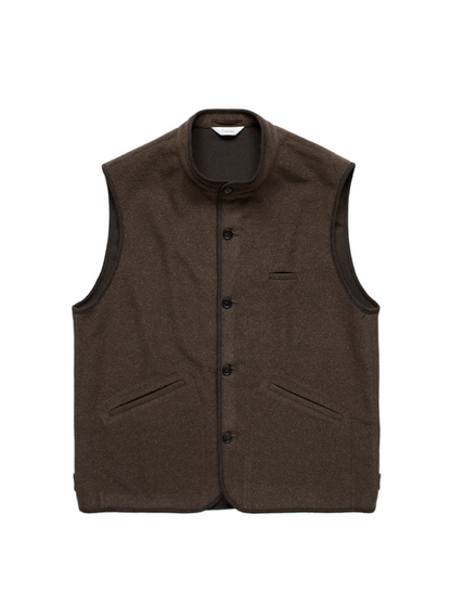 Super140's WOOL/SILK PILE MOSSER VEST｜BROWN