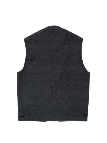 Super140's WOOL/SILK PILE MOSSER VEST｜CHARCOAL