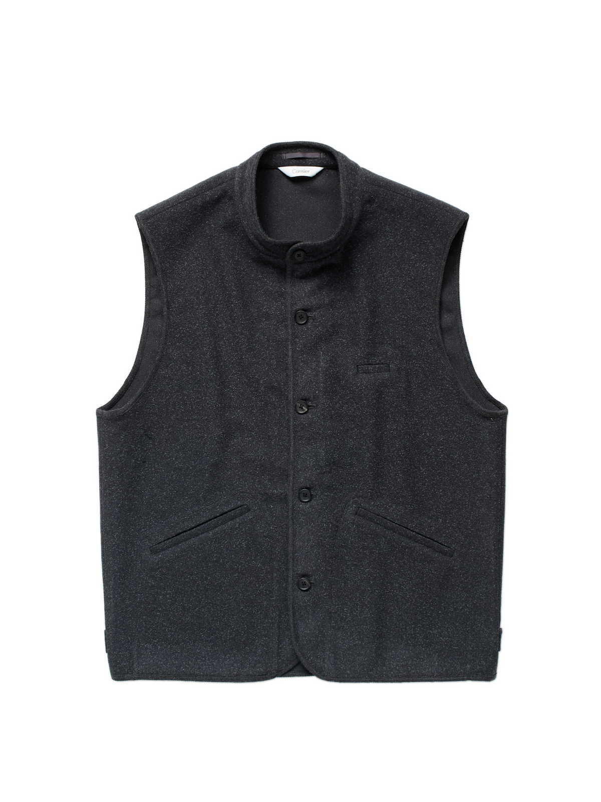Super140's WOOL/SILK PILE MOSSER VEST｜CHARCOAL
