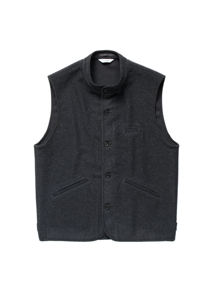 Super140's WOOL/SILK PILE MOSSER VEST｜CHARCOAL