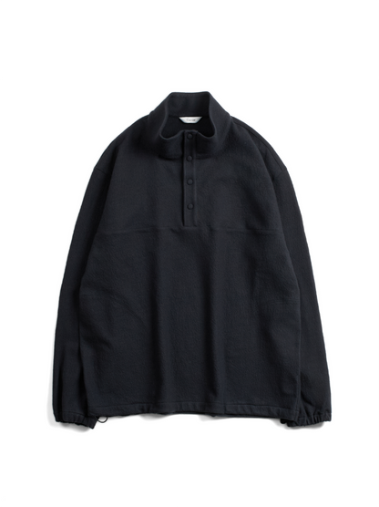 Super160's WOOL CRATER JERSEY PULLOVER｜BLACK
