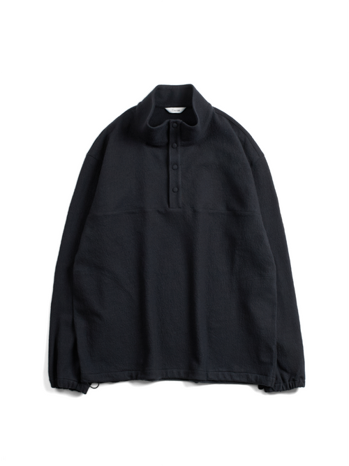 Super160's WOOL CRATER JERSEY PULLOVER｜BLACK