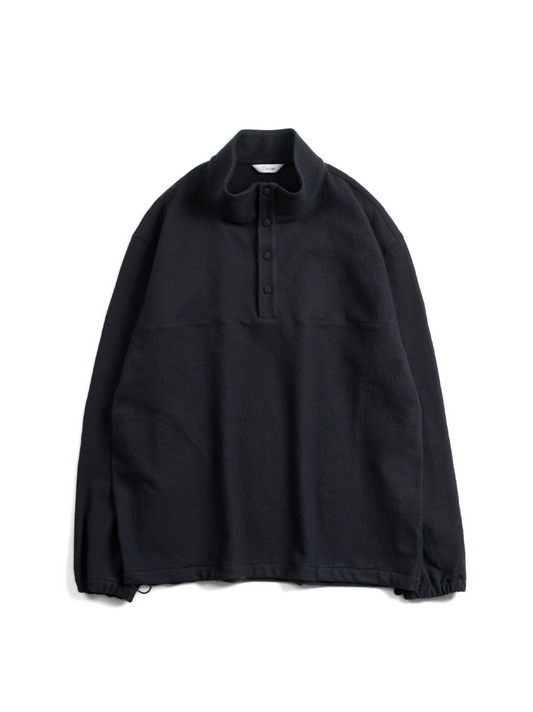 Super160's WOOL CRATER JERSEY PULLOVER｜BLACK