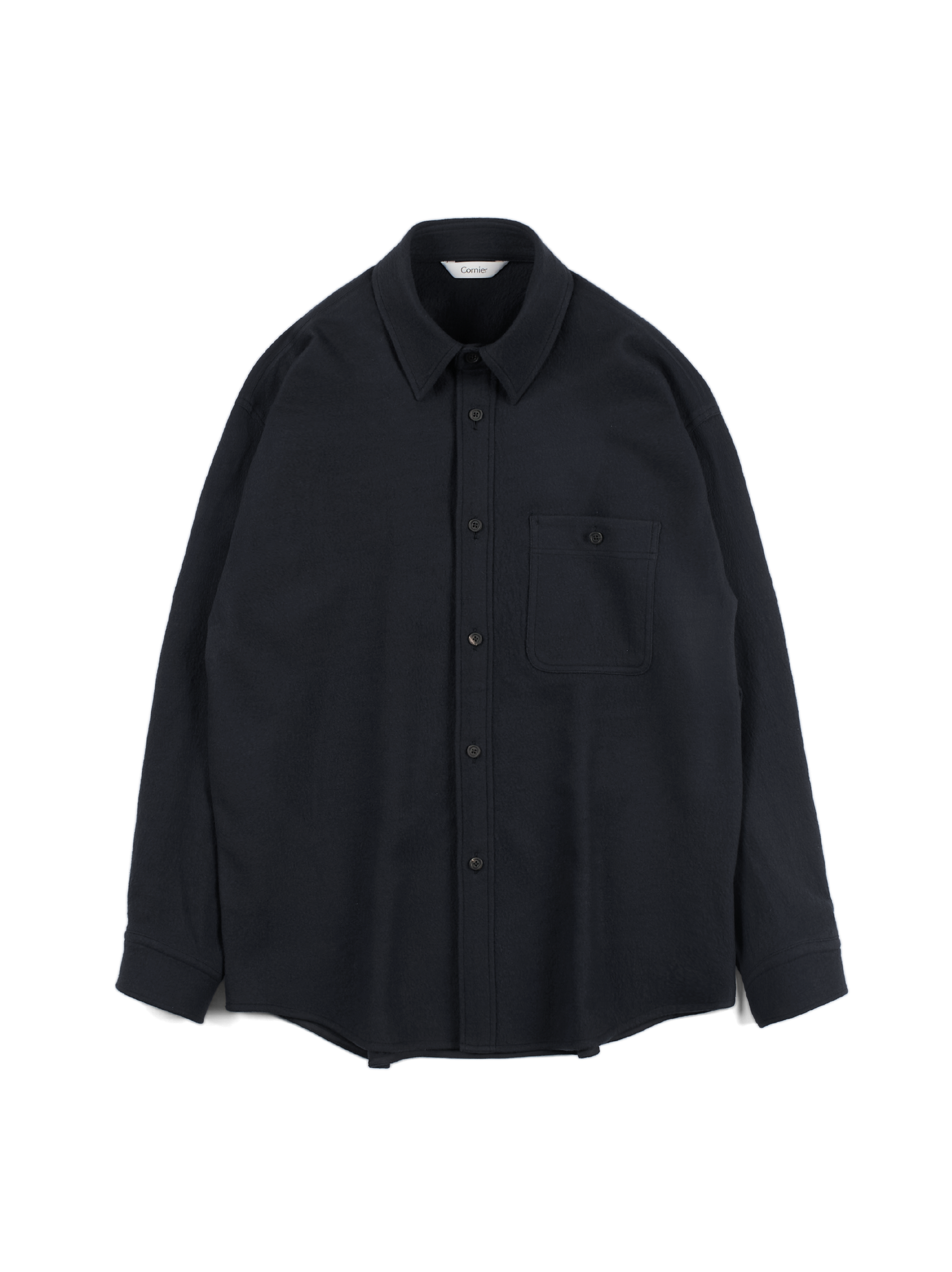 トップス cornier Super160's WOOL SHIRTS Super160's WOOL CRATER JERSEY SHIRTS｜BLACK – Cornier