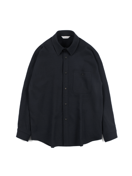 Super160's WOOL CRATER JERSEY SHIRTS｜BLACK