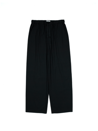 Super160's WOOL/COTTON SASHIKO STITCHING EASY PANTS｜BLACK
