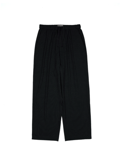 Super160's WOOL/COTTON SASHIKO STITCHING EASY PANTS｜GREEN