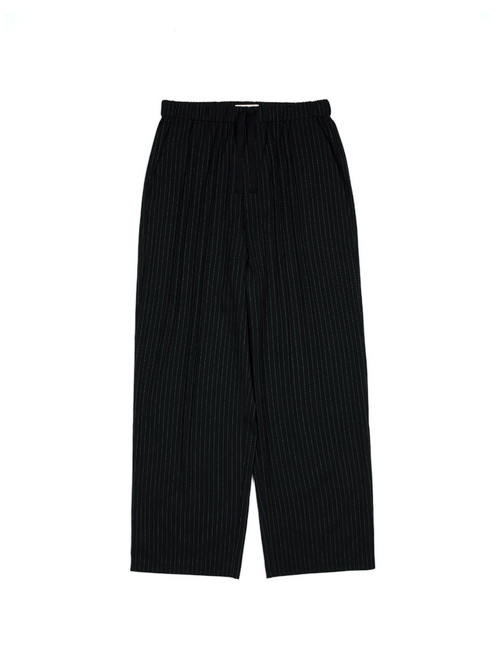 Super160's WOOL/COTTON SASHIKO STITCHING EASY PANTS｜GREEN